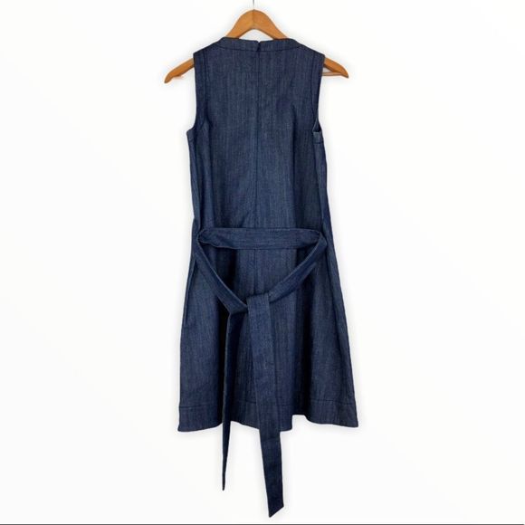 Kate Spade Broome Street Belted Sleeveless Dark Blue Denim Dress size XS - Picture 9 of 14